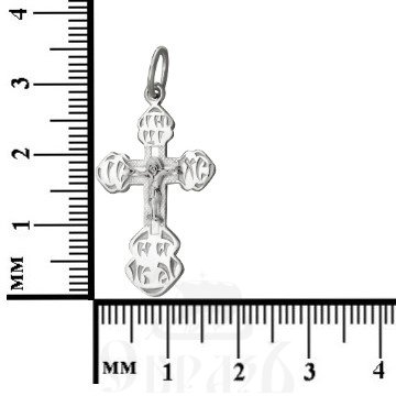 крест «распятие, молитва «да воскреснет бог», серебро 925 проба с родированием (арт. 1-043-8)