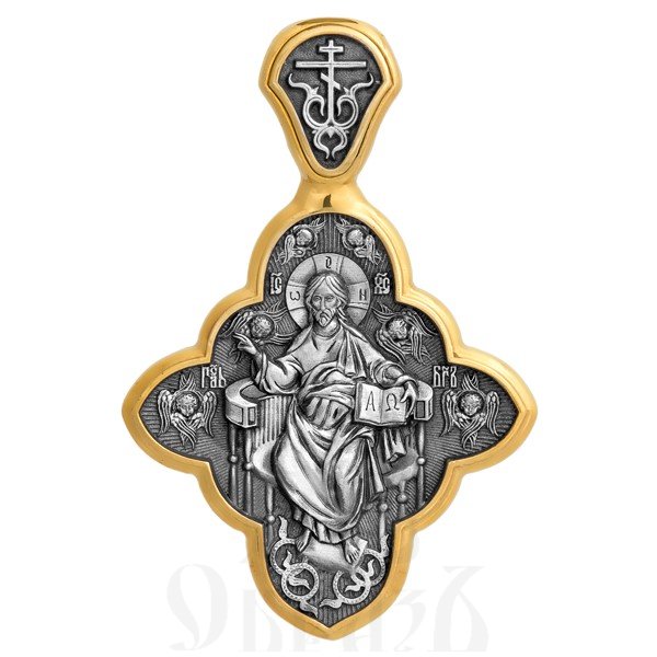 крест «спас в силах», серебро 925 проба с золочением (арт. 101.205)