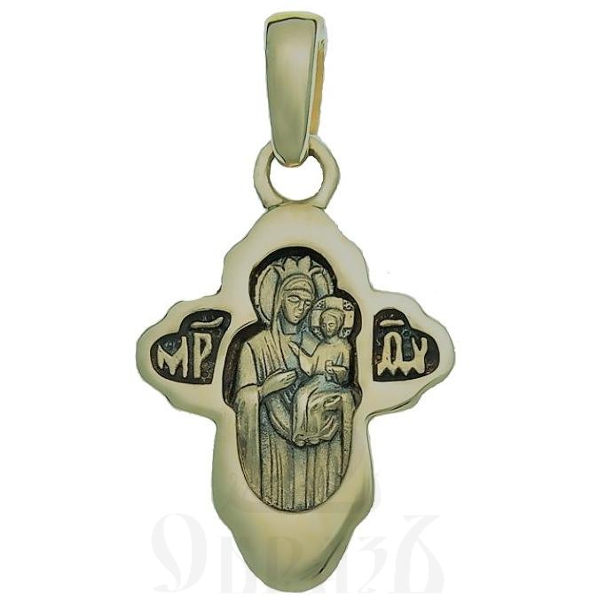 золотой крест с образом божией матери скоропослушница, 585 проба желтого цвета (арт. 40306)
