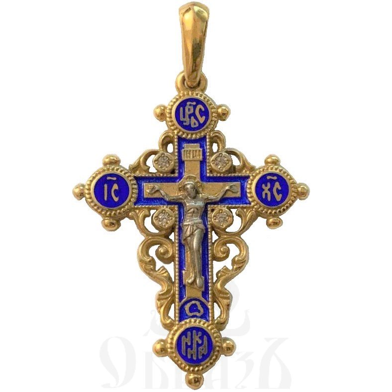 крест «распятие христово», серебро 925 проба с золочением и эмалью (арт. крэ 01 (сз)