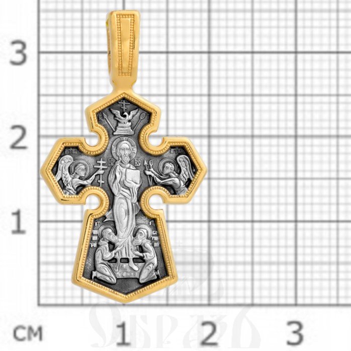 крест «господь вседержитель. икона божией матери «седмиезерная», серебро 925 проба с золочением (арт. 101.208)