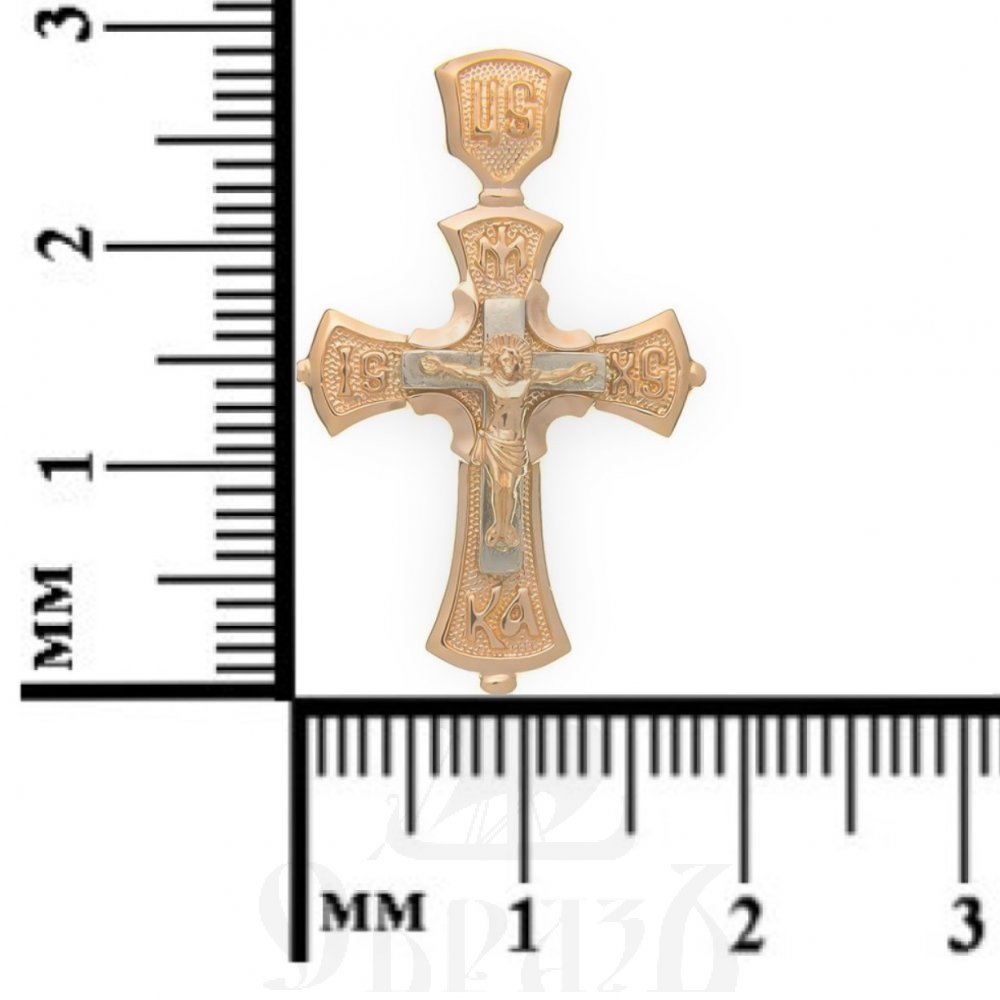 золотой крест с молитвой "спаси и сохрани", 585 проба желтого и белого цвета (арт. п10071-з5жб)