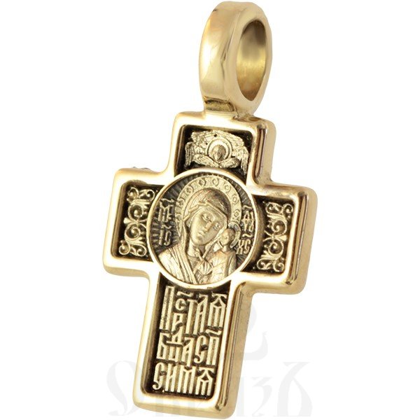крест с образом казанской иконы божией матери и молитвой «пресвятая богородица, спаси мя», золото 585 проба желтое (арт. 201.506)
