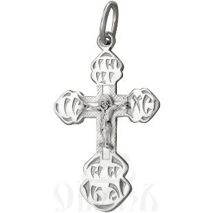 крест «распятие, молитва «да воскреснет бог», серебро 925 проба с родированием (арт. 1-043-8)