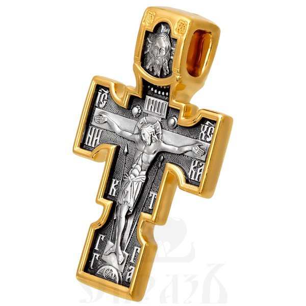 крест «распятие. архангел михаил. казанская икона божией матери», серебро 925 проба с золочением (арт. 101.084)