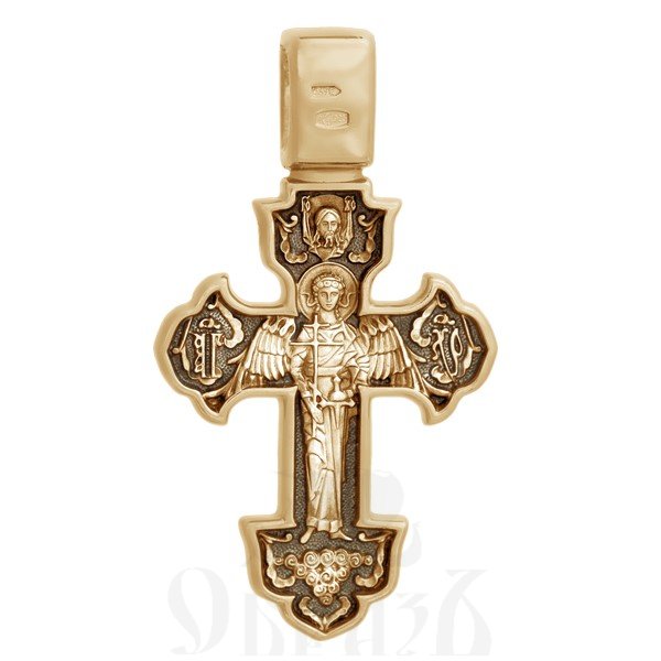 крест «распятие. ангел хранитель», золото 585 проба красное (арт. 201.239-1)
