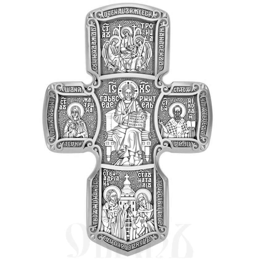 крест господь вседержитель и ангел хранитель, серебро 925 проба с платинированием (арт. 17.058р)